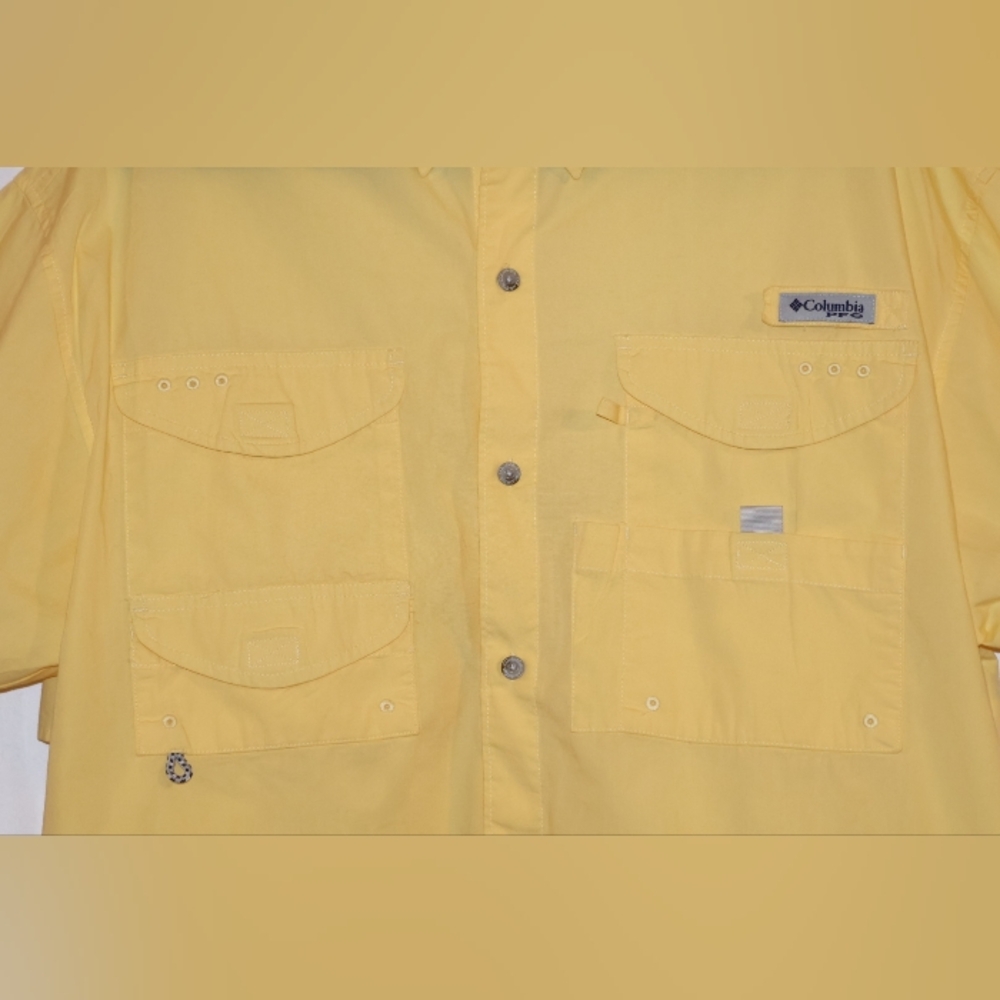 Columbia Men's PFG Bahama II Short Sleeve Buttery Yellow Fishing Shirt. - Picture 3 of 10
